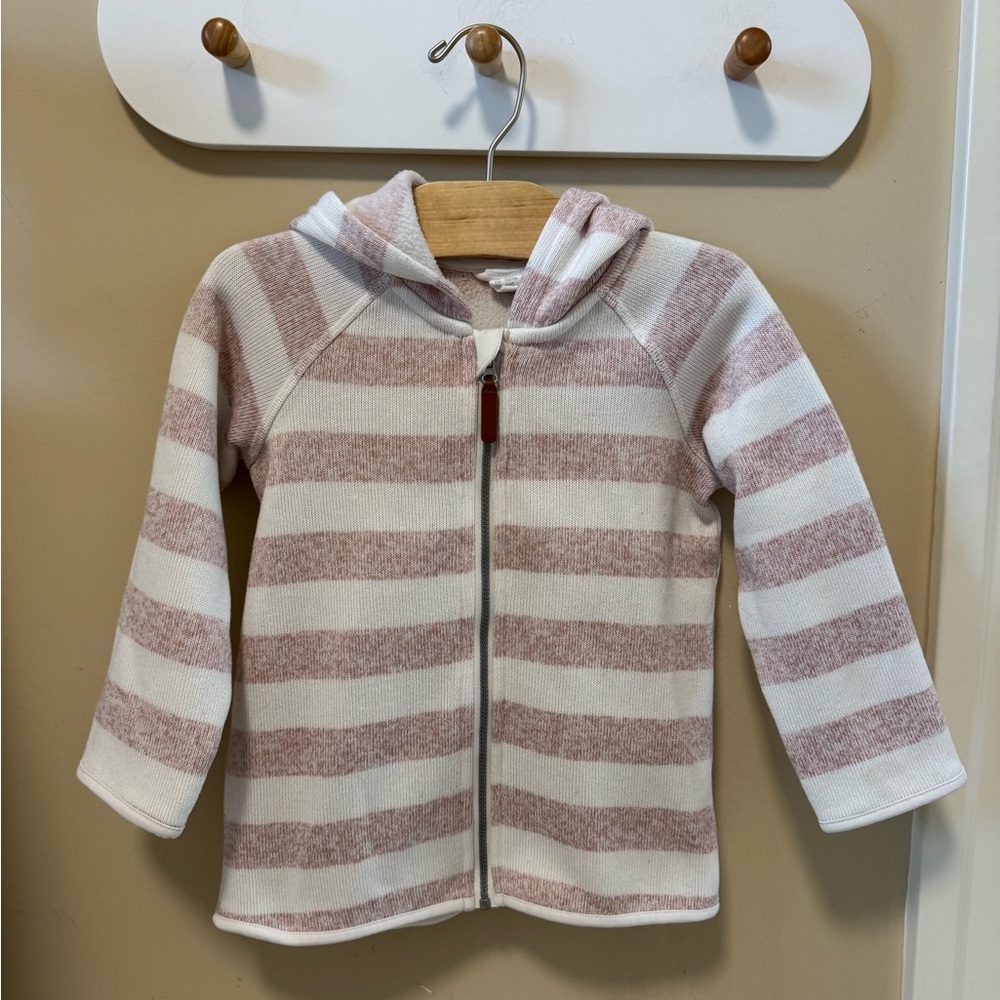 H&M Pink and White Striped Kids Warm Fleece Hoodie